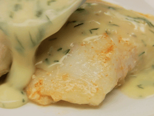 Turbot with Grapefruit Beurre Blanc and Sour Creamed Purple&nbsp;Potatoes